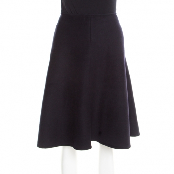 Pre Owned Prada Black Angora Wool Midi Skirt S