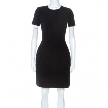 Pre Owned Prada Black Crepe Short Sleeve Dress S