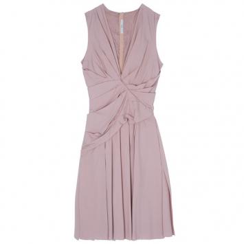 Pre Owned Prada Taffeta Pleated Knee-length Dress M