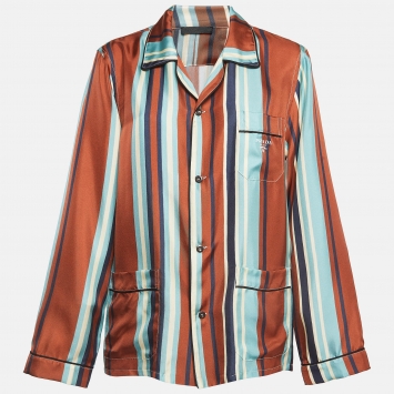 Pre Owned Prada Multicolor Striped Silk Shirt XS