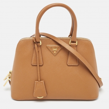 Pre Owned Prada Brown Saffiano Lux Leather Small Promenade Satchel