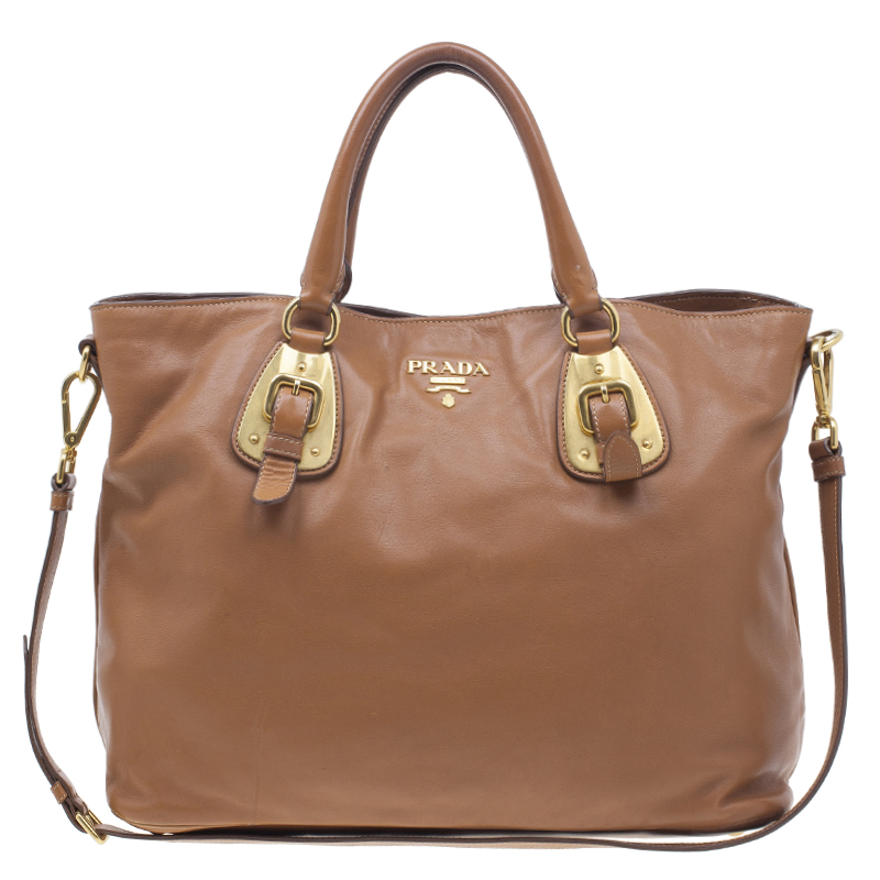 Prada Tan Soft Calf Leather Tote