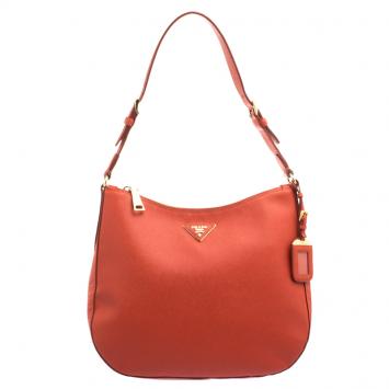 Pre Owned Prada Red Saffiano Lux Leather Hobo