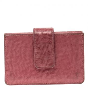 Pre Owned Prada Red Saffiano Leather Accordion Card Holder