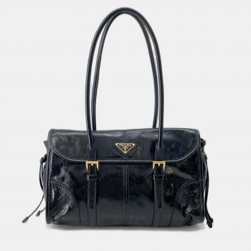 Pre Owned Prada Medium Leather Shoulder Bag Black