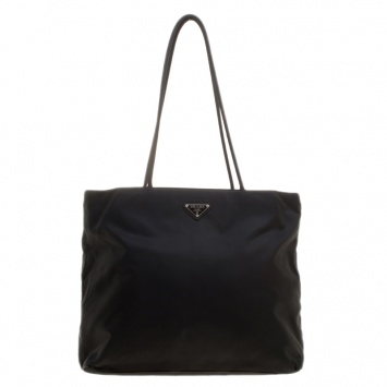 Pre Owned Prada Black Nylon Shopper Tote
