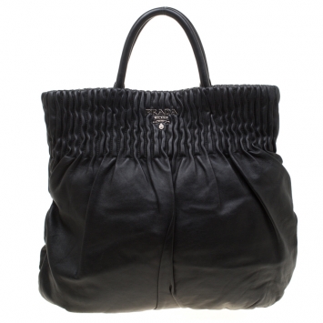 Pre Owned Prada Black Leather Hobo