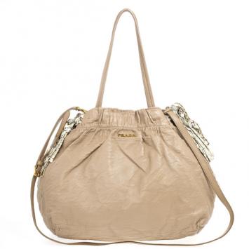 Pre Owned Prada Nappa Antique Snakeskin Hobo