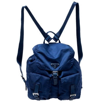 Pre Owned Prada Blue Tessuto Nylon Zainetto Backpack