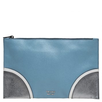 Pre Owned Prada Tricolor Saffiano Lux Leather Wristlet Clutch