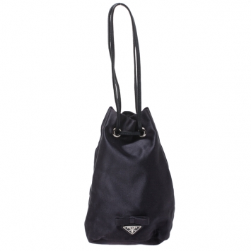 Pre Owned Prada Navy Blue Nylon Mini Drawstring Pouch