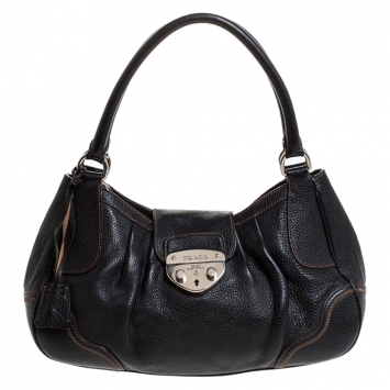 Pre Owned Prada Black Leather Satchel