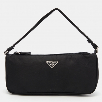 Pre Owned Prada Black Nylon Baguette Bag