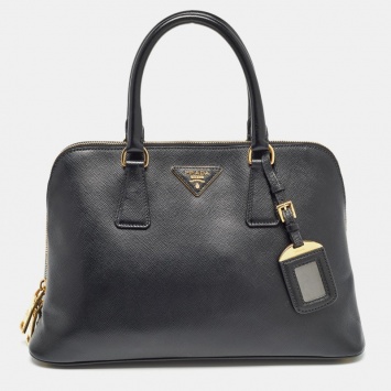 Pre Owned Prada Black Saffiano Leather Medium Promenade Satchel
