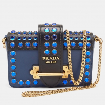 مملوكة مسبقًا Prada Blue/Black Leather Cahier Convertible Belt Bag