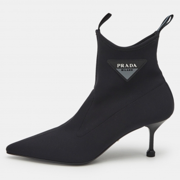 Prada Black Neoprene Ankle Boots Size 39