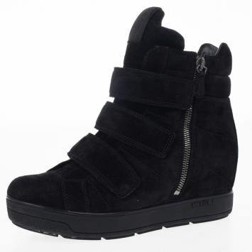 Pre Owned Prada Sport Black Suede Wedge Hi-Top Sneakers Size 37.5