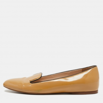 Pre Owned Prada Beige Patent Leather Ballet Flats Size 40