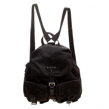 Pre Owned Prada Khaki Nylon Drawstring Backpack