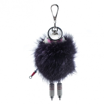 Pre Owned Prada Purple Fur Trick Robot Keyring  / Bag Charm