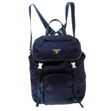 Pre Owned Prada Navy Blue Nylon Backpack