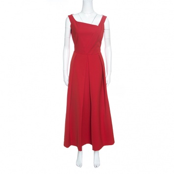 Pre Owned Preen By Thornton Bregazzi Red Pleated Finella Midi Dress L