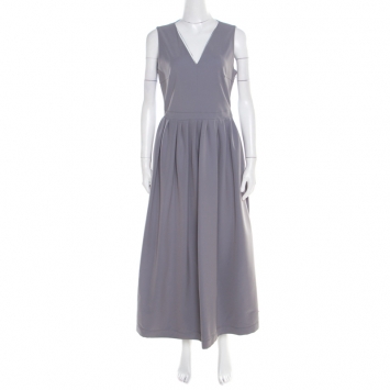 Pre Owned Preen by Thornton Bregazzi Colorblock Plunge Neck Bianca Midi Dress L