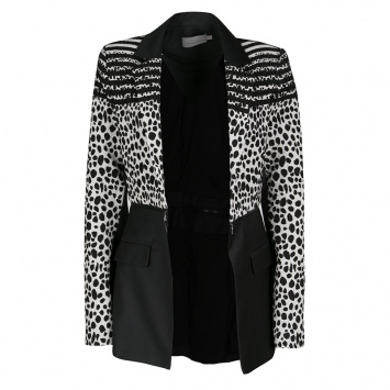 Pre Owned Preen by Thornton Bregazzi Monochrome Dalmatin Spot Jacquard Colby Jacket S