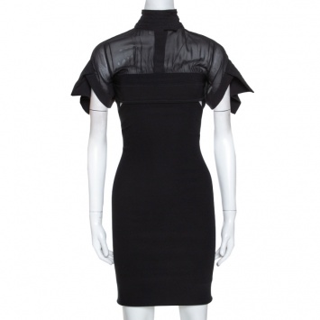 Pre Owned Preen by Thornton Bregazzi Black Waist Cutout Detail Fitted Dress M
