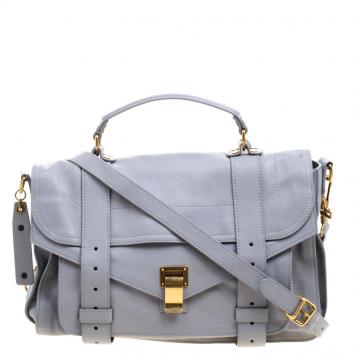 Pre Owned Proenza Schouler Grey Leather PS1 Top Handle Bag
