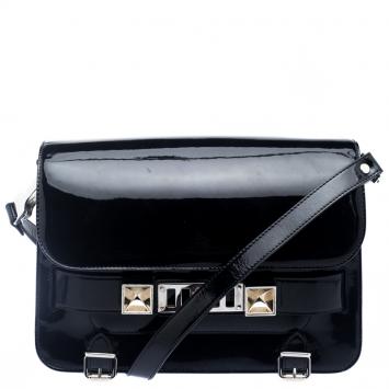 Pre Owned Proenza Schouler Black Patent Leather Mini Classic PS11 Shoulder Bag