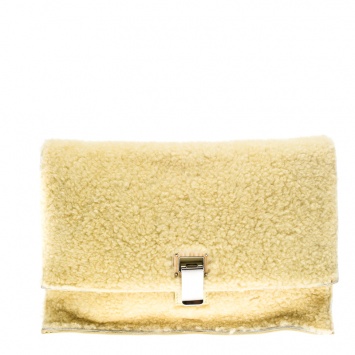 Pre Owned Proenza Schouler Yellow Shearling Small Lunch Bag