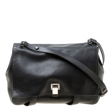 Pre Owned Proenza Schouler Black Leather Ps Courier Shoulder Bag