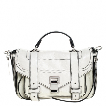Pre Owned Proenza Schouler Cream Leather PS1 Top Handle Bag