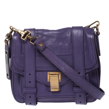 Pre Owned Proenza Schouler Purple Leather PS1 Mini Crossbody Bag