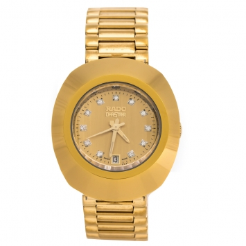 Pre Owned Rado Yellow Gold Tone Carbon Carbide Stainless Steel Diastar R12306303 Women's Wristwatch 27 mm