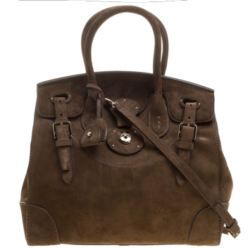 Pre Owned Ralph Lauren Brown Suede Ricky Top Handle Bag