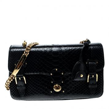 Pre Owned Ralph Lauren Black Leather Ricky Chain Shoulder Bag