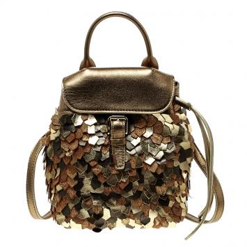 Pre Owned Ralph Lauren Bronze Leather Backpack