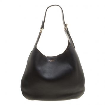 Pre Owned Ralph Lauren Black Leather Flat Hobo