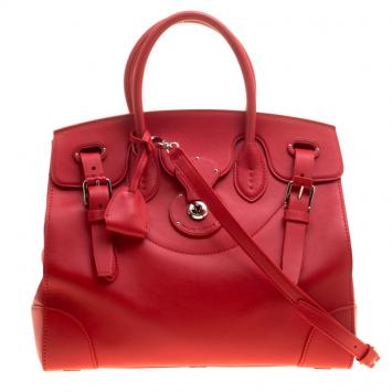 Pre Owned Ralph Lauren Red Leather Ricky Top Handle Bag