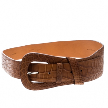 Pre Owned Ralph Lauren Brown Alligator Belt 90cm