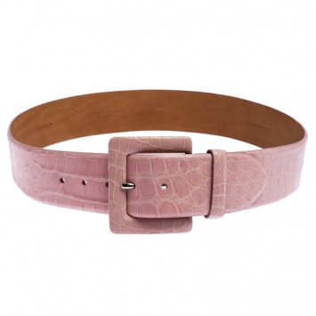 Pre Owned Ralph Lauren Pink Alligator Buckle Wide Belt 100CM