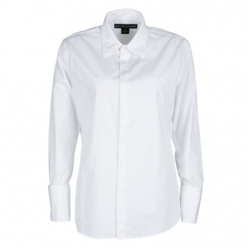 Pre Owned Ralph Lauren White Cotton Long Sleeve Button Front Shirt L