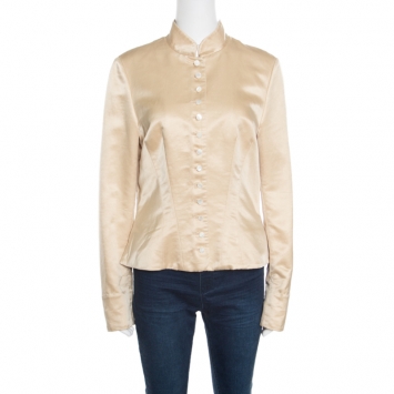 Pre Owned Ralph Lauren Beige Cotton and Silk Tailored Jacket L