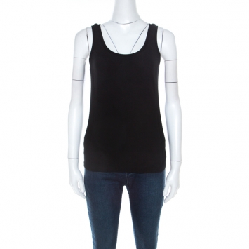 Pre Owned Ralph Lauren Black Panelled Jersey Sleeveless Tank Top S