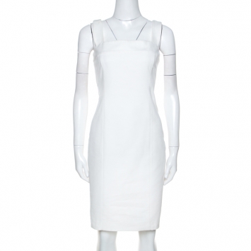 Pre Owned Ralph Lauren White Cotton Sleeveless Sheath Dress M