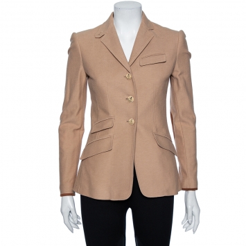 مملوكة مسبقًا Ralph Lauren Beige Cotton Button Front Blazer S
