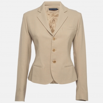 مملوكة مسبقًا Ralph Lauren Beige Wool Single Breasted Blazer M