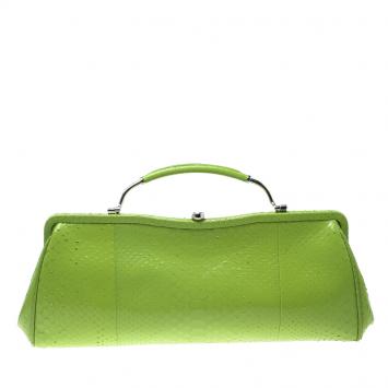 Pre Owned Ralph Lauren Green Leather Clutch Bag